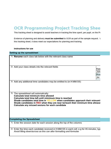 Image result for Programming Sheet Examples