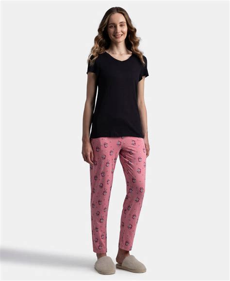 Buy Micro Modal Cotton Relaxed Fit Printed Pyjama with Side Pockets ...