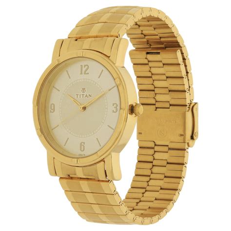 Buy Online Titan Quartz Analog Champagne Dial Stainless Steel Strap ...