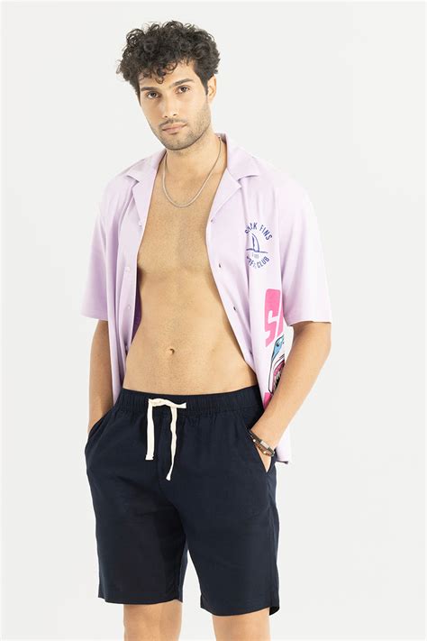 Buy Men's Maritime Navy Linen Shorts Online | SNITCH