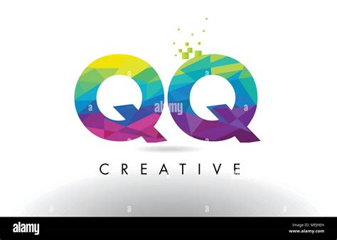 QQ Q Q Colorful Letter Design with Creative Origami Triangles Rainbow ...