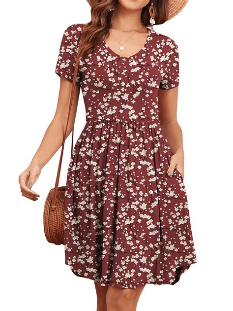 FIUFY Womens Short Sleeve Dresses Casual Loose Fit Swing T Shirt Dress ...