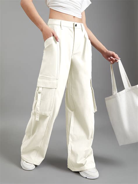 Cream Polyester Cargo Pant – Go Colors India