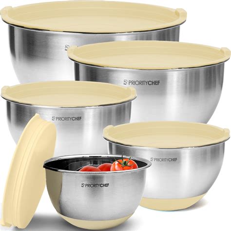 Priority Chef Premium Mixing Bowls with Airtight Lids, 5-Pc Stainless ...