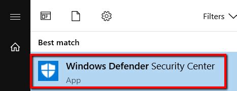 Image result for Windows Defender SecurityCenter Windows 1.0