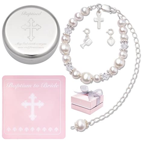 Amazon.com : Tryuunion Baptism Bracelet in Sterling Silver and Cultured ...