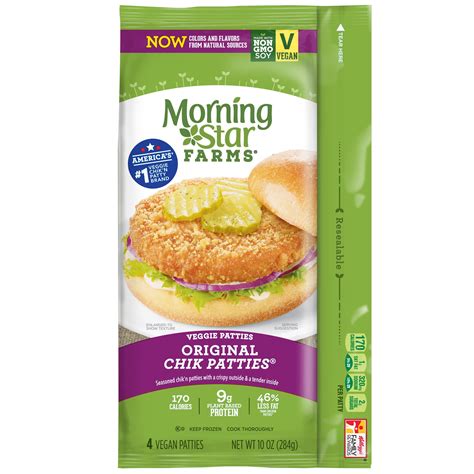 MorningStar Farms Vegan Original Plant Based Chik'n Patties, 10 oz, 4 ...