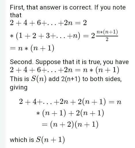 2+4+6+.......+2n=n(n+1) prove by method of induction - Brainly.in