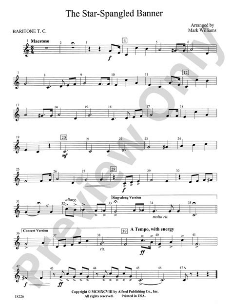 Image result for Baritone Star Spangled Banner Notes