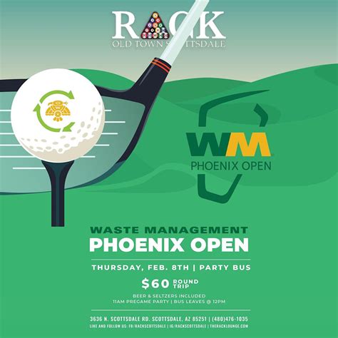 Waste Management Phoenix Open THURSDAY Party Bus, Rack, Scottsdale, 8 ...