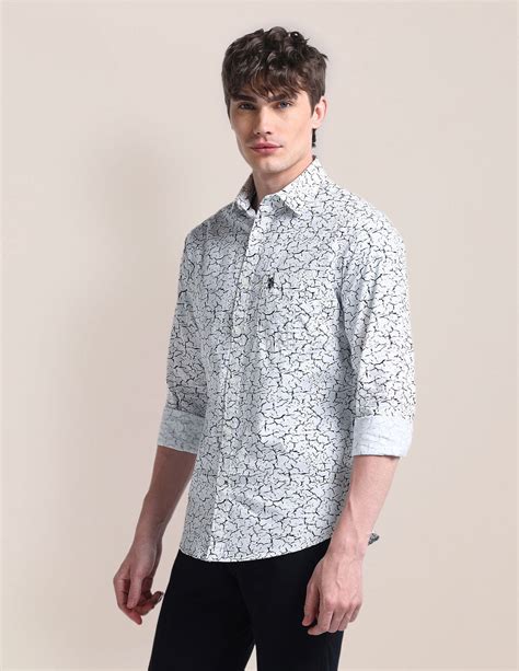 Buy Men Cutaway Collar Cotton Shirt White|U.S. Polo Assn. India