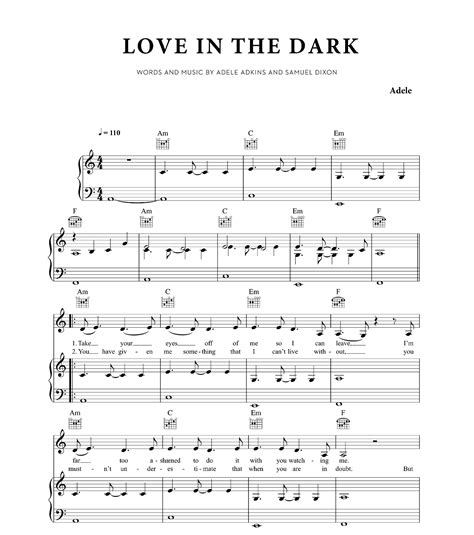 Love In The Dark by Adele Sheet Music - Meta-chords