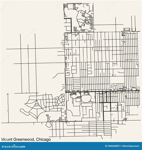 Street Roads Map of the MOUNT GREENWOOD COMMUNITY AREA, CHICAGO Stock ...