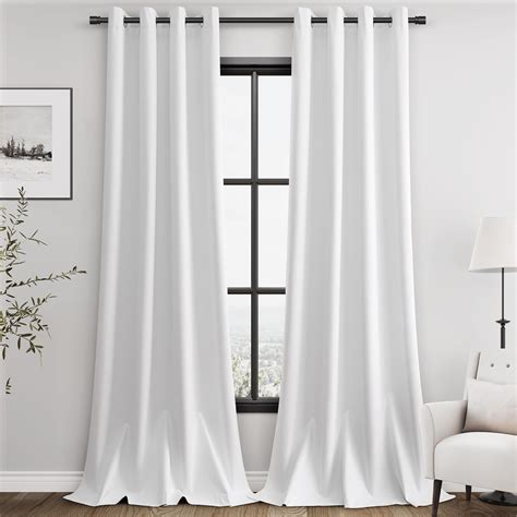 Amazon.com: Pure White Linen Blackout Curtains 96 inches Long for ...