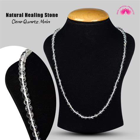 Buy Reiki Crystal Products Certified Natural Clear Quartz Mala Semi ...