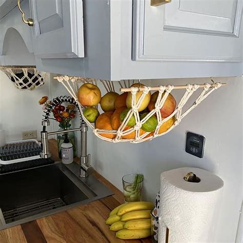 WJSXC Home Kitchen Fruit Hanging Basket Wind Cotton Rope Hand-woven ...
