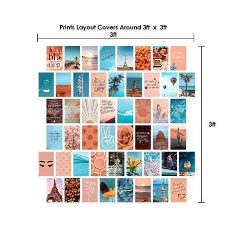 Buy Woonkit Peach Teal Wall Collage Kit Aesthetic Pictures, Collage Kit ...