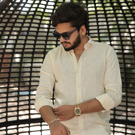 Men’s Sunwashed Ivory Cotton Linen Shirt – Classic – Linen Wear