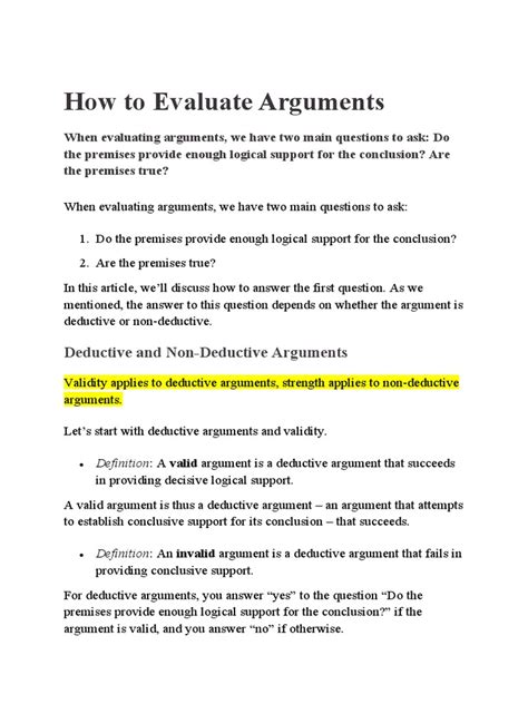 Image result for Example Evaluation of Arguments