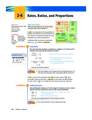 Fillable Online Objectives Write and use ratios, rates, and unit rates ...