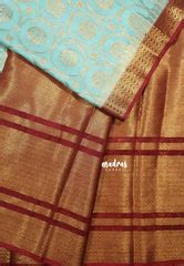 Turquoise blue - Banarasi katan silk full weaving body - Durga – Madras ...