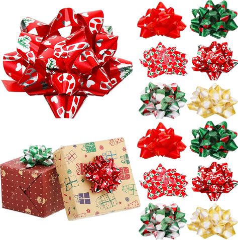 Amazon.com: Yilloog 24 Pack Christmas Bows for Gift Wrapping Ribbon ...
