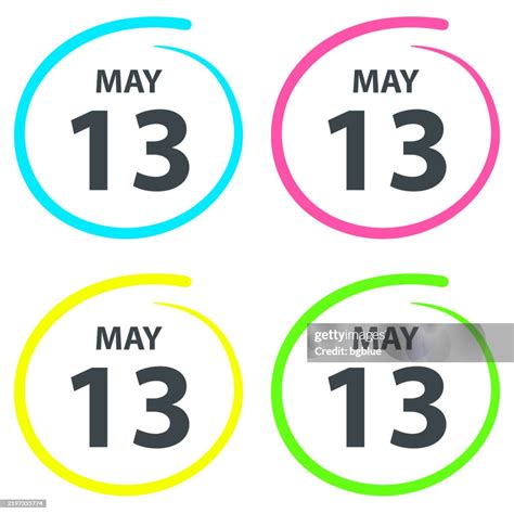 May 13 Date Circled In Highlight On White Background High-Res Vector Graphic - Getty Images