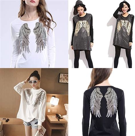 Buy LOCOMO Large Sequin Angel Wing Iron On Patch Sew On Patch DIY ...