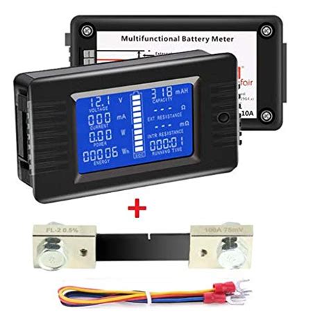 DC Multimeter Battery Monitor 0-100A Ammeter Voltmeter with LCD Display ...