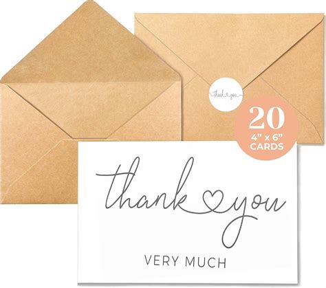 Amazon.com : Thank You Cards with Envelopes, 20 Pack bulk White Thank ...