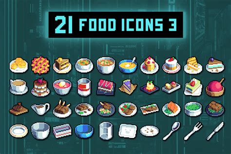 Food Pixelated Icons 32x32 Pixel Art - CraftPix.net