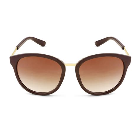 Coastin' Oval Brown Ombre Lens Brown Frame Sunglasses with Gold Accent ...