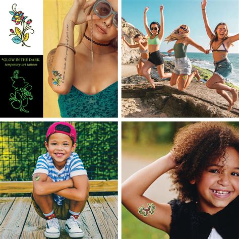 Buy BodyJ4You Temporary Tattoo Glow Dark Body Face Zombie Rose ...