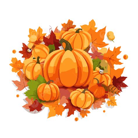 Fall Leaves And Pumpkins, Sticker Clipart Autumn Vegetables And ...