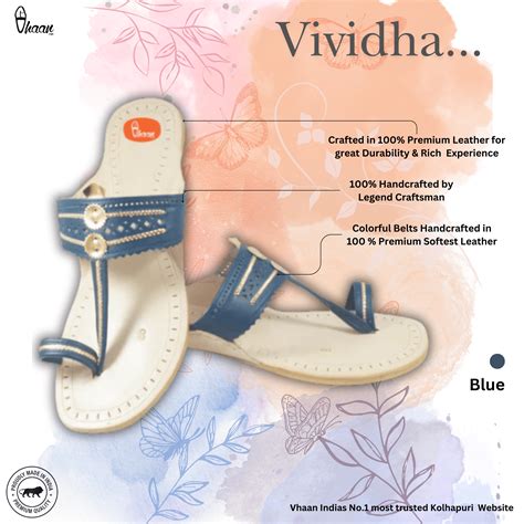 Blue pastel pure leather ladies Kolhapuri sandals | Vhaan