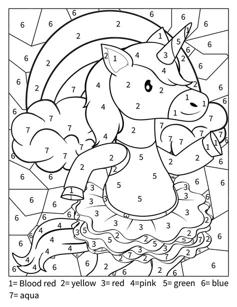 Color By Number Unicorn Coloring Pages