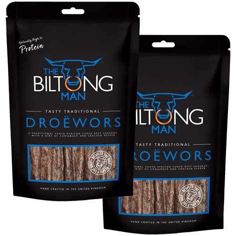 Buy The Biltong Man | Tasty Traditional Droëwors Sticks | High Protein ...