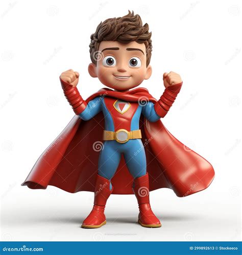 Superman-inspired Kid Cartoon with Realistic Hyper-detailed Rendering Stock Illustration ...