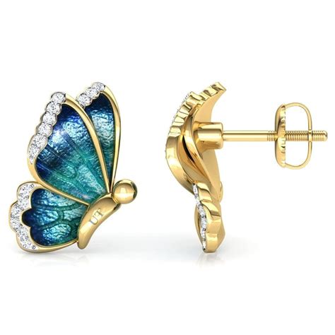 University Trendz Gold Plated Blue Butterfly Studs| Earrings for Women ...