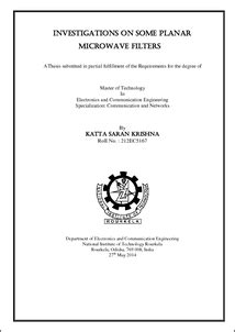 Investigations on some planar microwave filters - ethesis