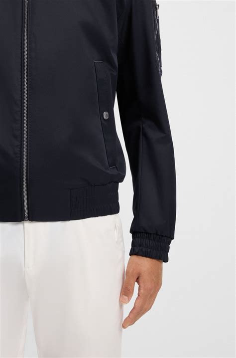 BOSS - Water-repellent jacket with Double B monogram trim - Dark Blue