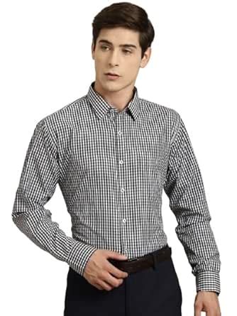 Hancock Men Slim Fit Gingham Checks Wrinkle Resistant Opaque Formal ...