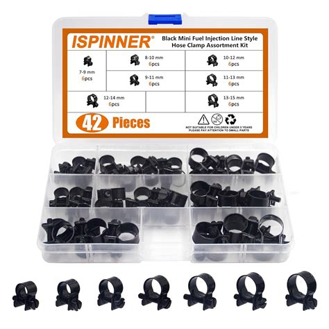 ISPINNER 42pcs 7-15mm Zinc Plated Mini Fuel Injection Style Hose Clamp ...