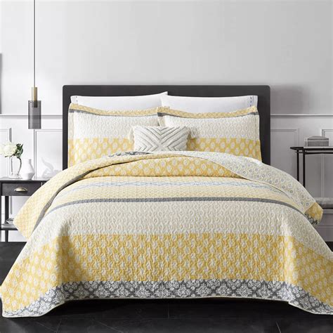 PERHOM Yellow Quilt Queen Size - Queen Quilt Set, 100% Long-Staple ...