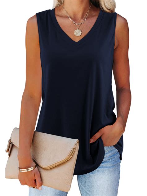 Fancyglim Women Summer Vest Tank Top V Neck Loose Fit Sleeveless Shirt ...