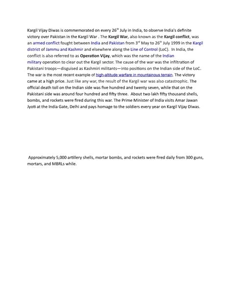 Kargil Vijay Diwas speech - Kargil Vijay Diwas is commemorated on every ...