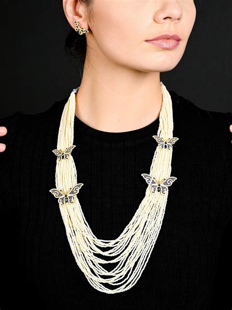 Buy Long Divine Pearl Necklace Set Online. – Odette