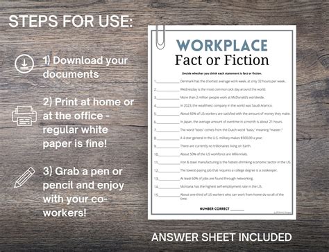 Workplace Fact or Fiction Trivia Game: Office Party (digital Download ...