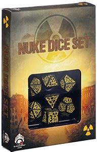 Q Workshop Nuke Revised Black Yellow Dice Set 7 Party & Fun Board Game ...