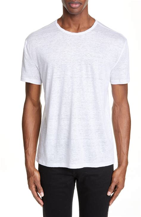 John Varvatos Slim Fit Linen Crewneck T-shirt in White for Men - Lyst